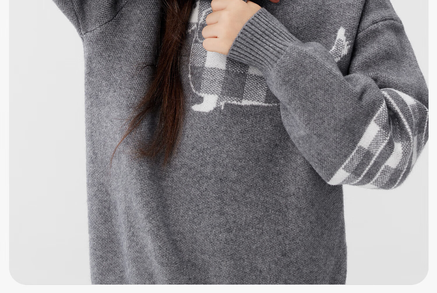 Zoxi Girls Sweater Autumn Winter Sausage Dog 2025 New Big Kids Warm Knitted Top Gray 150 7